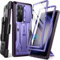 Tongate Cover per Samsung Galaxy S23 Ultra, [Copriobiettivo scorrevole integrato e protezione per lo schermo] [2 cornici frontali] di grado militare con supporto e clip per cintura 6,8 Pollici, Viola