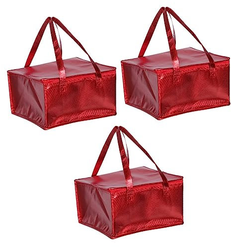 Alipis 3stücke Kollapsbare Isoliertasche Mit Reißverschluss Wiederverwendbare Lebensmitteltasche Für Heiße Speisen Farbige Non-woven Tragetasche Für Picknick Gemüse Und Mehr