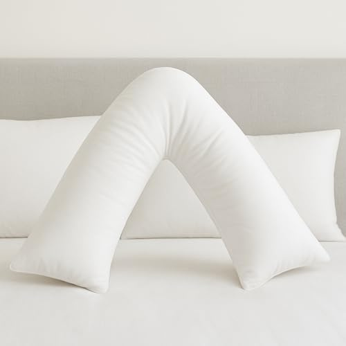 Comfort Collections Virgin Fibre V Shaped Pillow Only Extra Filled Back Support Orthopedic Pregnancy Nursing Maternity V Shape Pillow