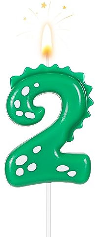 TOYMIS Zahlen Geburtstagskerzen, 7cm Dinosaurier Kerzen für Kuchen - Dinosaurier-Kerzen-Themenparty-Dekoration (Nummer 2)
