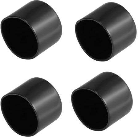 TOP-VIGOR 4Pcs Rubber End Caps, 40mm ID Round Flexible Screw End Caps Thread Protectors, Black Vinyl Bolt Covers Rubber Covers for Screws, Tubes, Cables, Wires, Cyling, etc