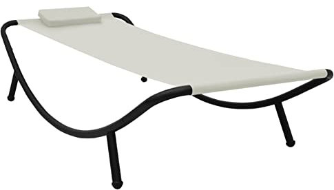 Homgoday Gartenliege creme 200 x 90 cm aus Stahl, Sonnenliegen, Sofa Bett Möbel, Gartenliegen, Pool-Liege, Sonnenliege für den Garten J2