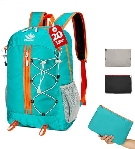 HOMTOL Ultraleicht Faltbar Leicht Rucksack: 20L Klein Packable Fahrradrucksack Wanderrucksack Tagesrucksack Trekkingrucksack Outdoor Sportlich Backpack Travel Daypack für Herren Damen