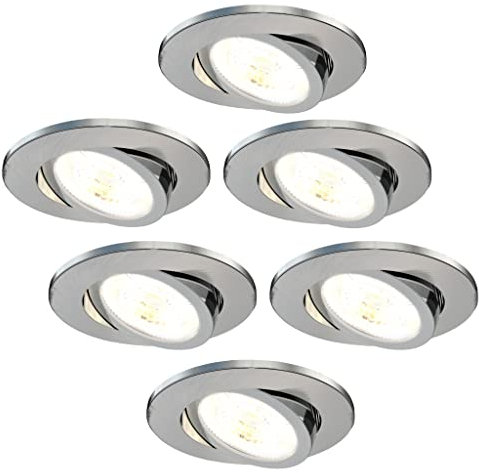 Ledvion - 6X LED Einbaustrahler, Edelstahl, Dimmbar, 7W, IP65, CCT, COB, Ø90mm, 5 Jahre Garantie