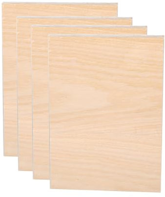 4 Stück A4 Sperrholzplatte, 297mm x 215mm x 3mm Dünne Holzplatten (+/- 0.2mm) Holz Sperrholz Platte für DIY Handwerk Holz Mini Haus Boot Flugzeug Modell