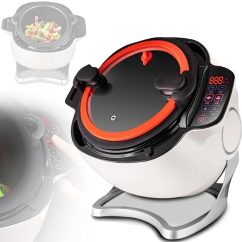 TAHALI Macchina da Cucina Automatica da 6 Litri, Pentola per Friggere Multifunzione, Pentola per Friggere Elettrica da 2000 W, Rotazione a 360° e Riscaldamento a Tutto Tondo 3D