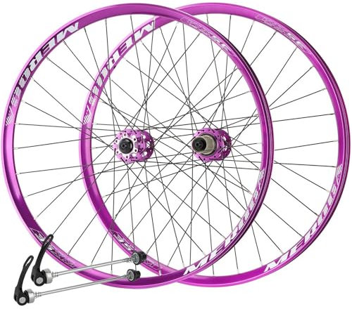 NBTRXWAFR Mountainbike-Laufradsatz, 26/27,5 Aluminiumlegierung Vorne 2 Hinten 5 Peilin-Nabe, Scheibenbremse-Schnellspanner-Fahrradrad, Für 7/8/9/10/11 Geschwindigkeit,Lila,26inch
