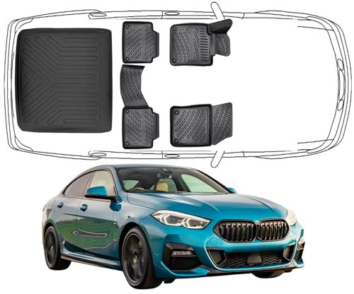 Trimak Passgenau 3D Fussmatten & Obere Kofferraumwanne Auto Set Kompatibel mit BMW 2ér Gran Coupe F44 Auto Zubehör Gummimatten & Obere Kofferraumwanne Autos TPE Allwetter Geruchlos rutschfest