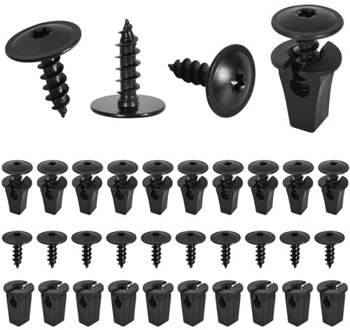 20 Stück Blechschrauben M5x16 mm, Blechschrauben selbstschneidend, Karosserieschrauben Flachkopfschrauben, Edelstahl Schrauben, Schwarzes Schrauben-Set für Auto-Kotflügel, Radkästen, Stoßstangen