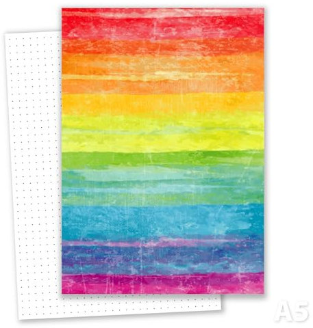 Bullet Journal A5, gepunktetes Papier, extra stark 150g, Softcover Regenbogen - 100 Blatt (200 Seiten) extra viele Seiten