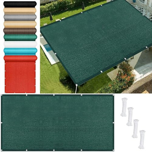 Voile Ombrage 160 x 700 cm HDPE Respirant Toile D'Ombrage Bache Jardin, Pelouse, Patio, Piscine Protection UV 98% avec Corde Perméable, Vert Foncé