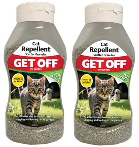 2 x Cat Repellent Scatter Granules Get Off Cat Deterrent Prevents Digging & Fouling 600ml
