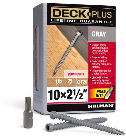 Deck Plus 48439 Gray Star-Drive Composite Deck Screws (#10 x 2-1/2)
