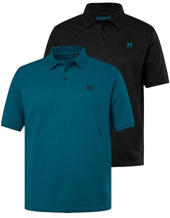 Men Plus Herren große Größen Übergrößen Menswear L-8XL Men+ Poloshirts, 2er-Pack, Basic, Piqué, Halbarm, bis 8 XL Rauchblau XXL 836258760-XXL