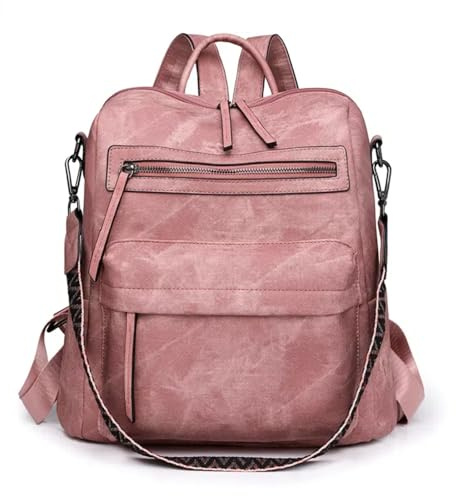 Puwuzixi Rucksack Damen Klein, Elegant Cityrucksack Wasserdicht Tagesrucksack, Casual Damenrucksack Leder Rucksacktasche Anti-Diebstahl Backpack Women Modern Handtasche für Schule Arbeit Reise,Rosa