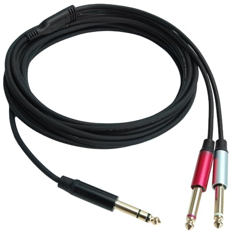 keepdrum AC048M Câble répartiteur en Y jack 6,35 mm 1 x stéréo vers 2 x mono 5 m