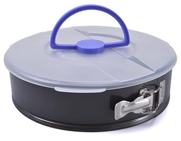 evym Springform Ø26 cm mit Transportdeckel | Backform für Kuchen | Ofenblech zum Backen | Kuchenform zum Aufbewahren & Transportieren | Runde Springform mit Transporthaube | Abnehmbarer Boden