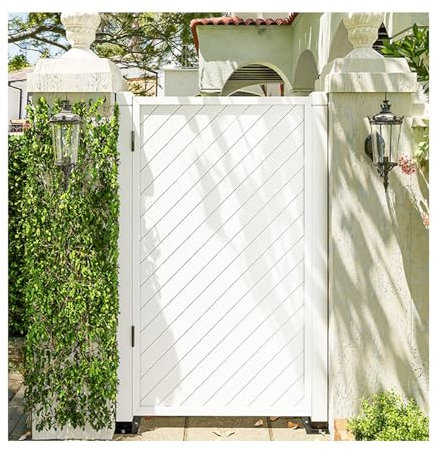 White Wooden Ornamental Garden Gate for Square Park Entrance 90x80cm Freestanding Design