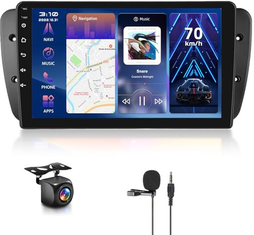 【4+64G】 Hodozzy Carplay Radio Coche para Seat Ibiza 2009-2013, Pantalla Táctil de 9 Pulgadas con Android Auto/EQ/Mirror Link/WiFi/GPS/RDS/FM/Bluetooth/USB