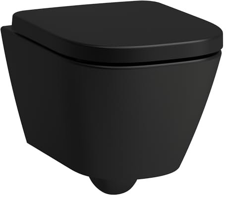LAUFEN Meda Wand-WC Advanced kompakt, spülrandlos, Silent Flush, 360x490mm, verdeckte Befestigung Tiefspüler, H8201137160001, Farbe: Schwarz Matt