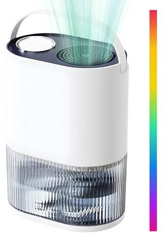 YIWEOG Deumidificatore e purificatore d'aria 2 in 1 per la casa con luce colorata Deumidificatore portatile da 70 once con spegnimento automatico Modalità di sospensione Deumidificatore per spazi di