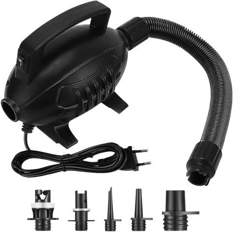 Pompa ad aria elettrica da 600 W, pompa ad aria elettrica con 5 ugelli, pompa elettrica, pompa ventilatore ricaricabile pompa portatile per gonfiare letti gonfiabili materassi piscine