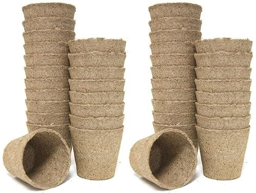 Muddy Hands Pack of 40 - Jiffy Peat Free Coco Coir Seed Growing Pots - Seedling Cuttings Cultivation Germination Plant Pots - Organic, Biodegradable & Compostable (Diameter: 6cm - Height: 6cm)