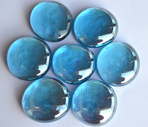 Bazare Masud 6 St. Glasnuggets ca. Größe 26-33 mm transparent Muggelsteine ca. 60g. Manche irisierend (türkis2)