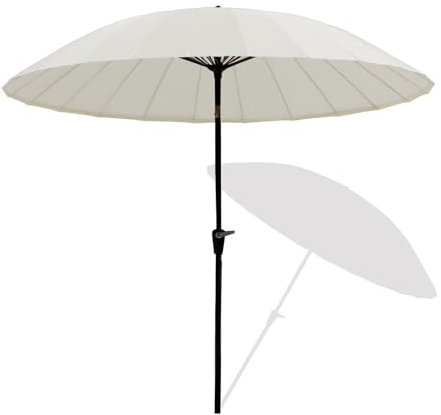 252 cm Runder Shanghai-Sonnenschirm, Marktschirm mit Kurbel, für Garten, Pool, Party(White)