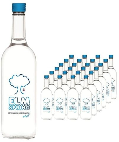 Elm Spring Still Water Glass Bottles – 24 x 330ml | Natural Mineral Water | Premium Glass Bottled Spring Water for Dining & Events