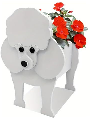 LEEMQCYA Pot de fleurs en forme de caniche pour plantes grasses, cactus, aloès – Cadeau idéal pour les amoureux des animaux domestiques, anniversaire, Noël, fête des mères – Assemblage facile