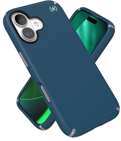 Speck PRESIDIO2 PRO für iPhone 17 Hülle, MagSafe-kompatibel, schlanke Schutzhülle, DEEP SEA/Silver Metallic/Spell Blue