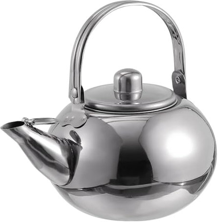 VINTORKY Tetera Portátil De Acero Inoxidable Con Filtro Infusor Jarra Para Hacer Infusiones Calentador Seguro Para Hogar y Cocina Diseño Grueso y Resistente Capacidad De Color Plateado