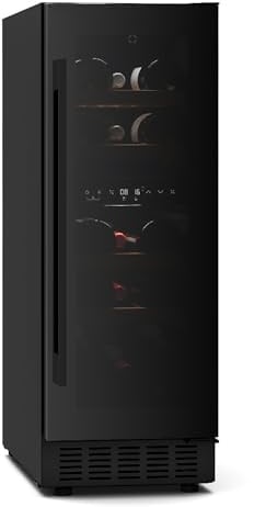 KLARSTEIN Velaire Dual Zone Wine Fridge - 17 Bottle, Built Under, 5-22°C, Touch Control, LED, UV Glass, Quiet, Wine Cooler Fridge, Minimalist Design