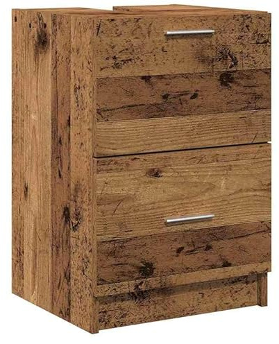 Eleganz Waschbeckenunterschrank aus Altholz-Optik 40x37x59 cm - MDF Schichtstoff, wasserfest & langlebig - Stauraum-Lösung für Badezimmer & Gäste-WC