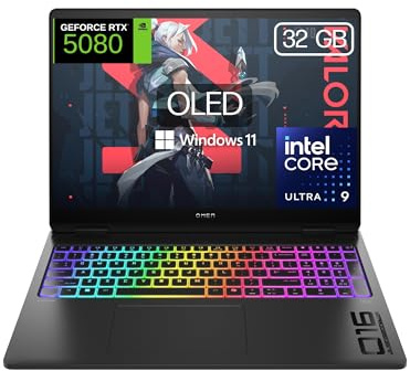 HP OMEN MAX - Ordenador Portátil Gaming de 16 OLED 240Hz (Ultra 9-275HX, 32GB RAM, 1 TB, NVIDIA GeForce RTX 5080 16GB, Windows 11) Negro - Teclado QWERTY Español