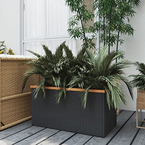 INLIFE Jardinière Noir 80x40x40 cm résine tressée