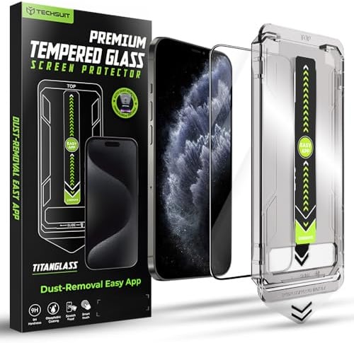 Techsuit Displayschutzfolie für iPhone X, XS, 11 Pro Gehärtetes Glas mit Vollständige Abdeckung, HD Klarheit, Stoßschutz, Oleophobe Beschichtung, TitanGlass FullCover
