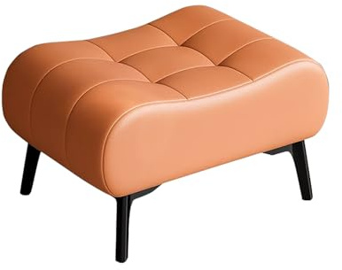 ZKBDBWTR Moderner Kleiner Fußhocker Gepolstert, Sofa Hocker Leder Kratzfest, Fußbank Ottoman für Eingangsbereich Wohnzimmer Schlafzimmer(Orange,Large)