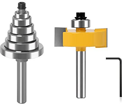 Hardened Rabbet Router Bit with 6 Bearings 1 / 4 , 6mm, 8mm, 12mm, 12.7mm Widely Application Adjustable Bearings Rabbet Router Bit