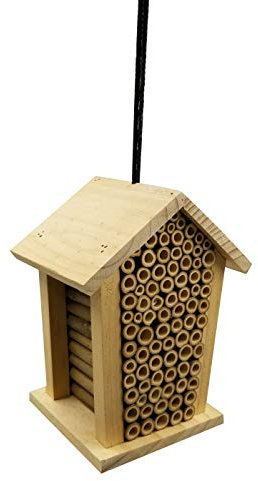 Dehner Natura Premium Insektenhotel Louisiana, Insektenhaus / Nistkasten für Bienen/Schmetterlinge/Käfer, ca. 19 x 15 x 12 cm, Kiefernholz, natur