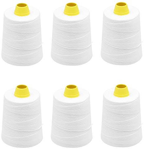 Hanchen Bobina di filo da cucito resistente, 6 fili in fibra chimica, sigillatura industriale, fibra sintetica, per macchine da cucire per borse, confezione da 6 rotoli