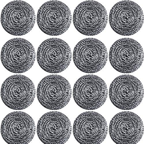 16 esponjas de acero inoxidable para limpieza de ollas, sartenes, platos, limpiador de cocina, limpiador de utensilios de cocina sucios, 16 paquetes