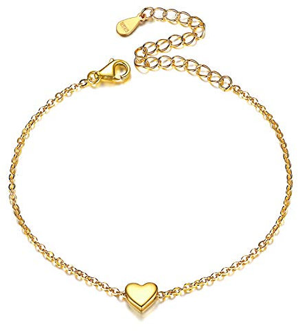 Gold Bracelets for Woman Sterling Silver Mini Heart Pendant Bracelet 925 Silver Bracelets for Mother Wife