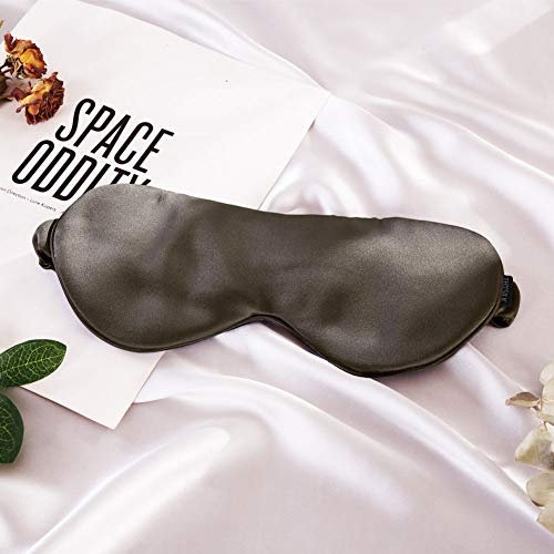 THXSILK Seiden Schlafmasken & Augenbinde, superglatte 22 Momme Seide Augenmaske zum Schlafen, mit Gummiband, Geeignet für Reisen, Nickerchen, Nachtschlaf, Holzkohle