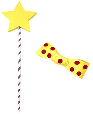 Room on the Broom Inspired Fancy Dress Yellow Bow Hair Clip and Wand World Book Day