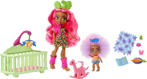 Cave Club GNL92 - Cave Club Wilder Babysittingspaß Spielset mit 2 Puppen und Zubehör, für Kinder ab 4 Jahren