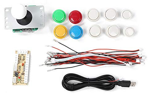 Dpofirs Botón de juego de arcade y kit de controlador de joystick, botones de juego de arcade de bricolaje Kit de balancín de joystick de combate para y juegos de PC