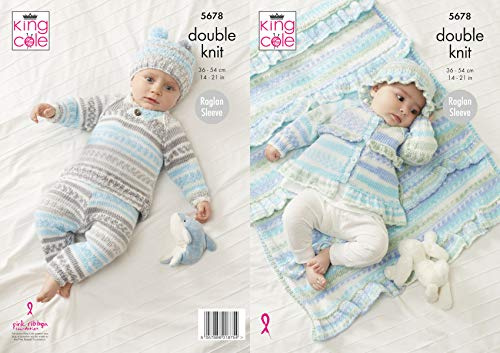 King Cole Cherish DK Strickmuster 5678 – Pullover, Jacken, Hosen, Kopfbedeckungen, Decken, Muster – 35,6–53,3 cm
