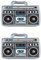 Beistle 53773 2 Piece 11 x 16 Inflatable Boom Boxes 80's Theme Retro 1980er Jahre Party Prop Dekorationen Hip Hop Kostüm Zubehör, Kunststoff, Grau/Schwarz/Weiß/Rot/Blau